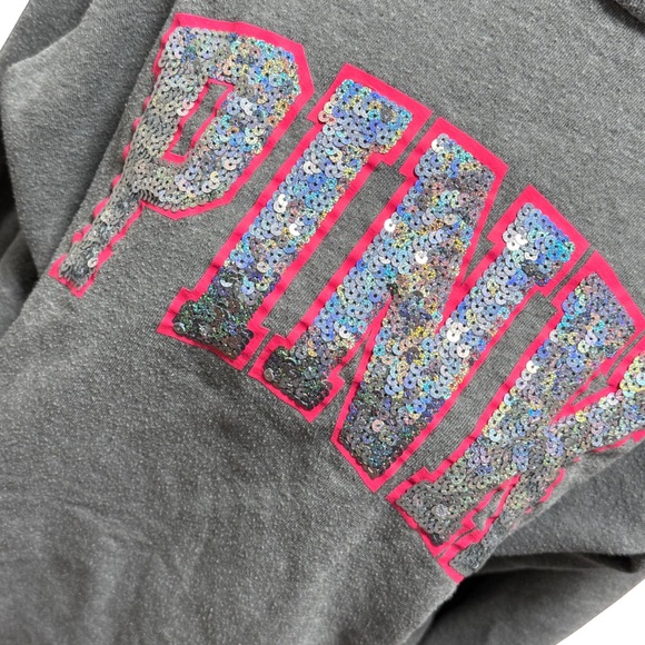 PINK Victoria's Secret sequin Sweatshirt in Gray and Pink - Picture 2 of 5